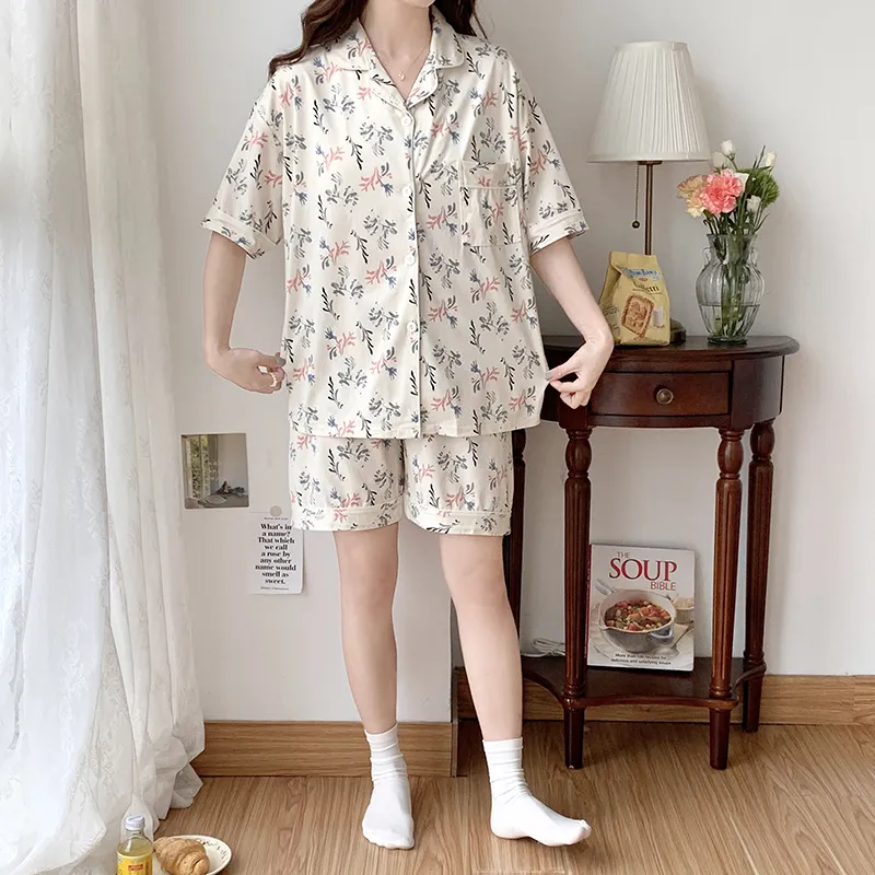 CAIHENGTONG Pajama Set Women's All Over Print Floral-5