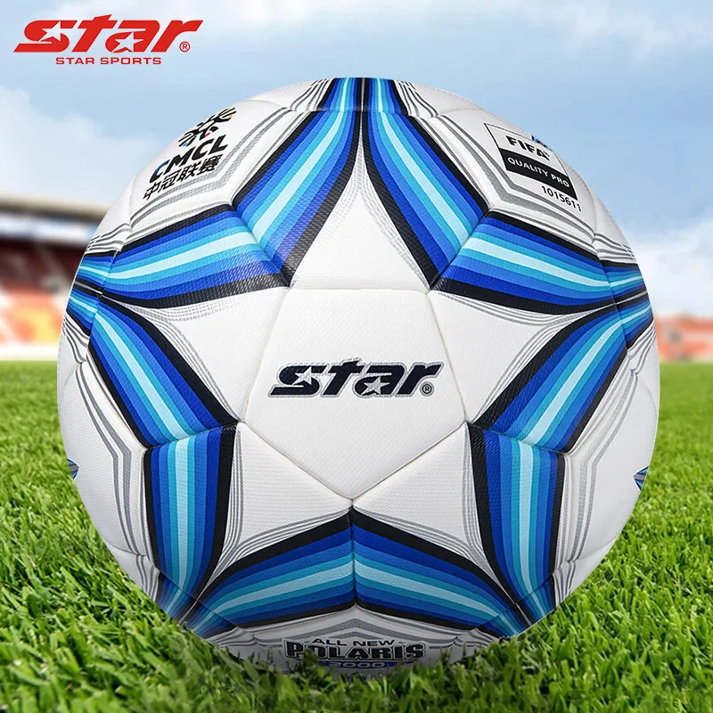 Star Size 5 Soccer Microfiber Synthetic Leather Seamless Thermal bonding Unisex White Blue-4