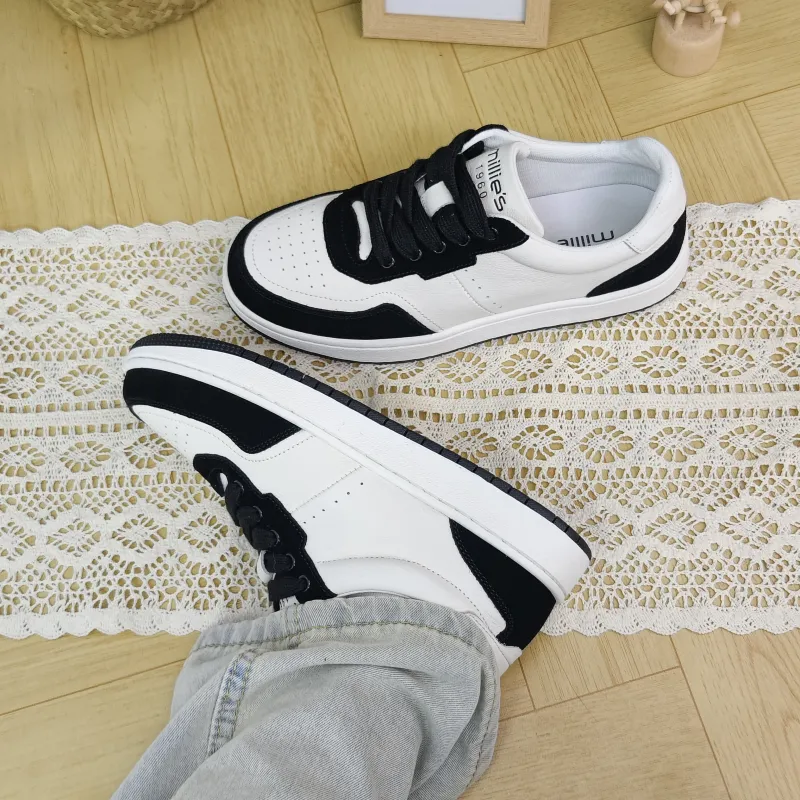 MILLIE'S Abrasion Resistant Low Top Skateboard Shoes Men's White Black-4