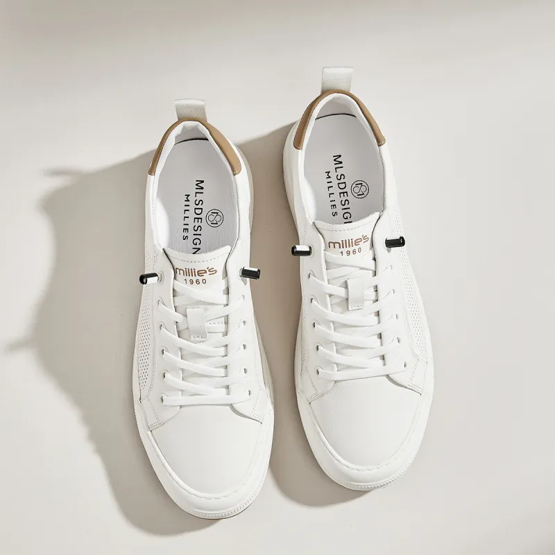 MILLIE'S Abrasion Resistant Breathable Low Top Skateboard Shoes Men's White-5