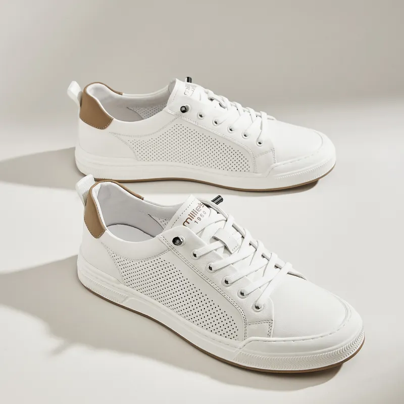 MILLIE'S Abrasion Resistant Breathable Low Top Skateboard Shoes Men's White-3