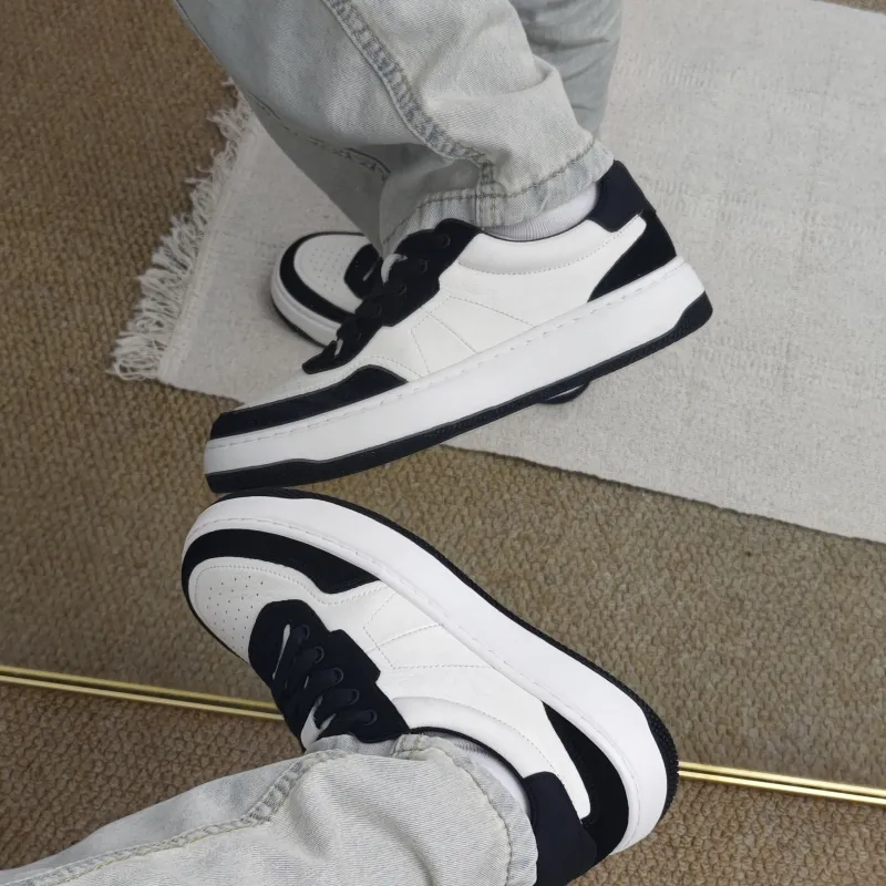 MILLIE'S Low Top Skateboard Shoes Men's White Black-3
