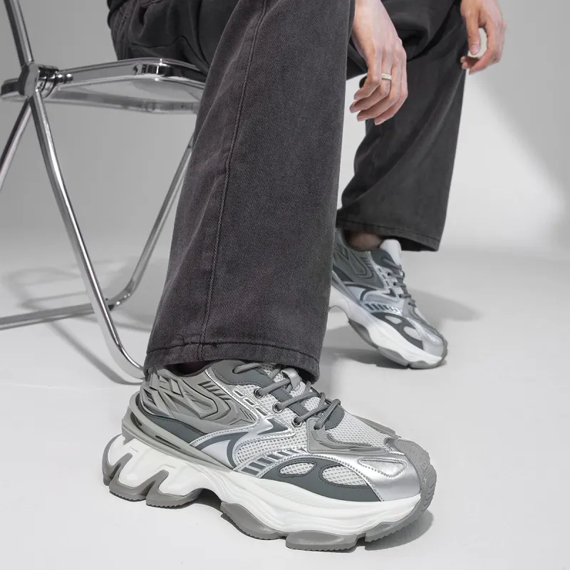 MILLIE'S Low Top Chunky Sneakers Men's Silver-2