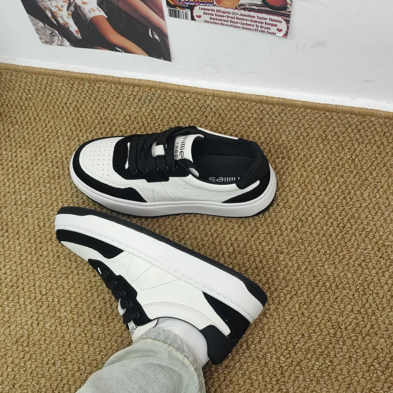 MILLIE'S Low Top Skateboard Shoes Men's White Black-5