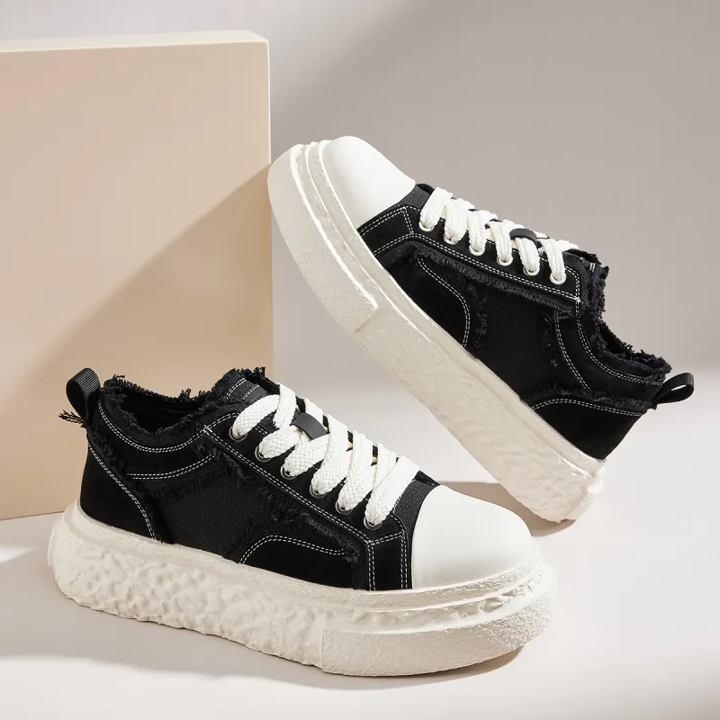 MILLIE'S Abrasion Resistant Low Top Skateboard Shoes Men's Black White-1