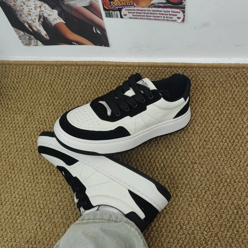 MILLIE'S Low Top Skateboard Shoes Men's White Black-6