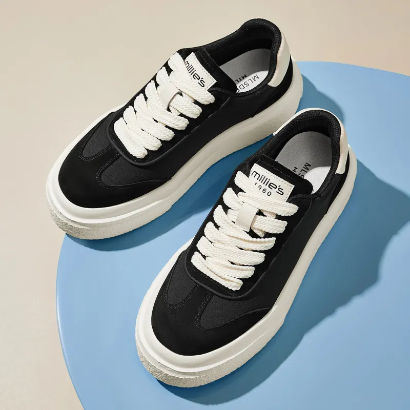MILLIE'S Abrasion Resistant Low Top Skateboard Shoes Men's Black White-2