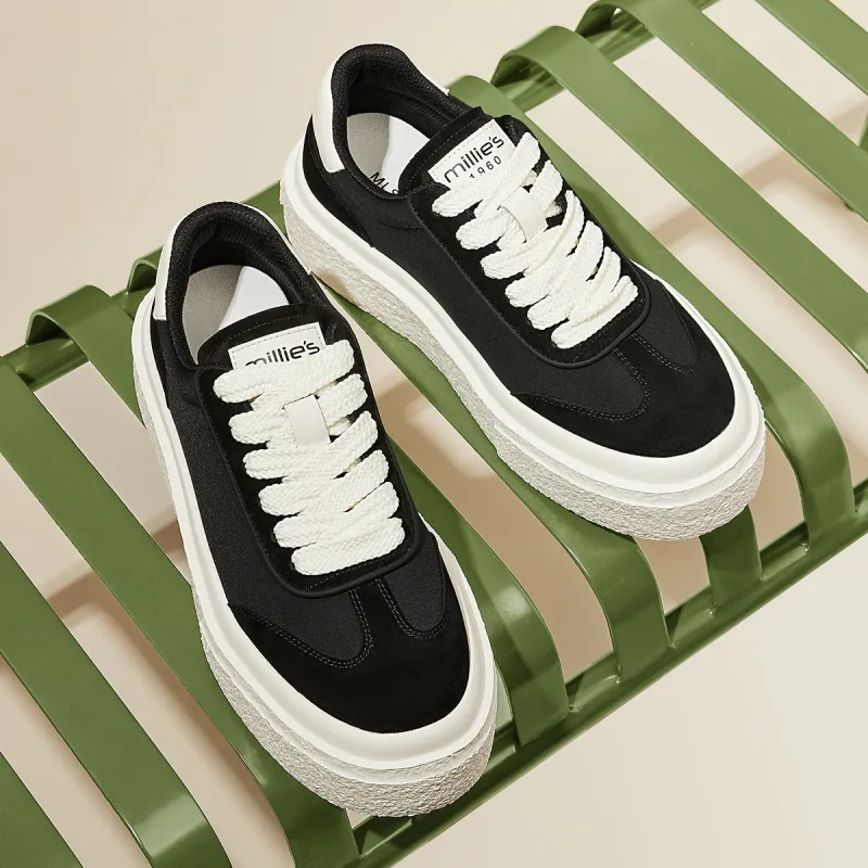 MILLIE'S Abrasion Resistant Low Top Skateboard Shoes Men's Black White-4