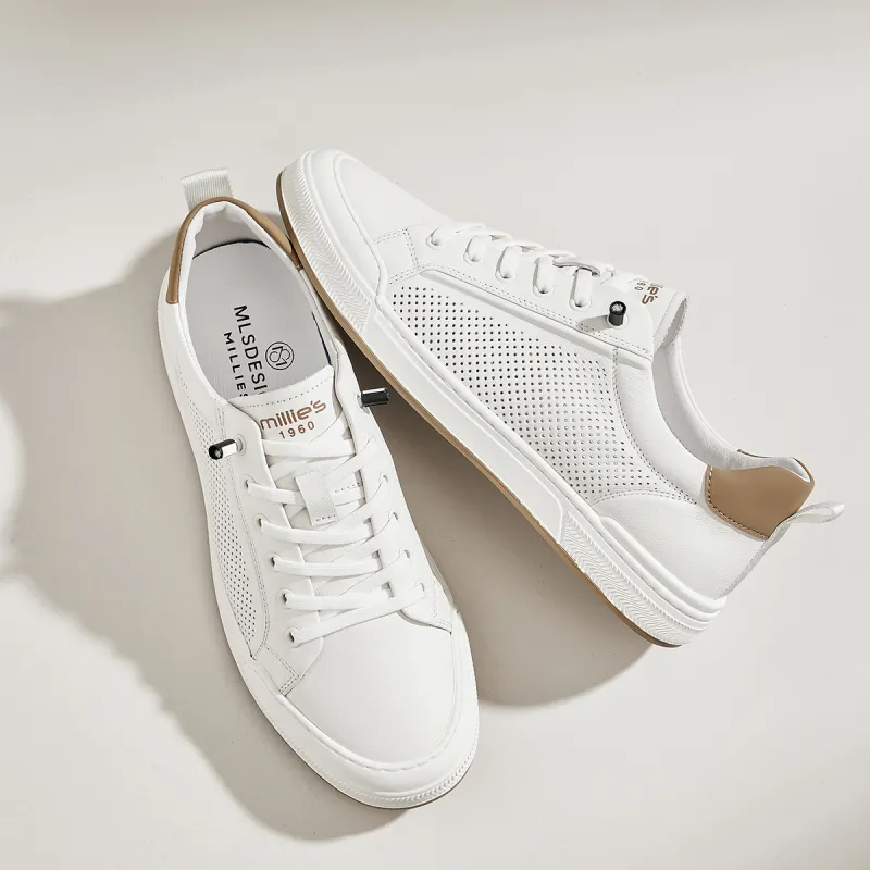 MILLIE'S Abrasion Resistant Breathable Low Top Skateboard Shoes Men's White-4