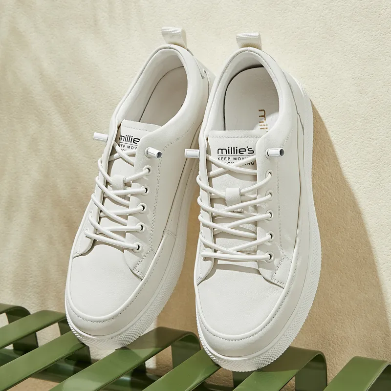 MILLIE'S Abrasion Resistant Low Top Skateboard Shoes Men's White-5