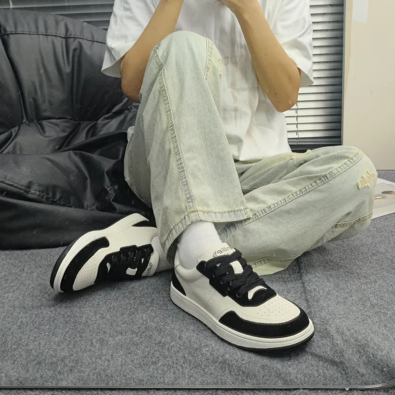 MILLIE'S Abrasion Resistant Low Top Skateboard Shoes Men's White Black-1