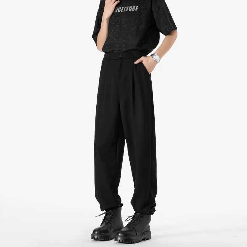 NEAR HERE Casual Pants Unisex Pure Black-1