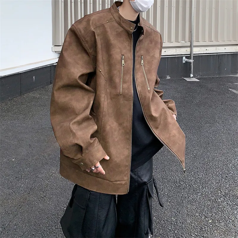 NEAR HERE Leather Jacket Unisex-13