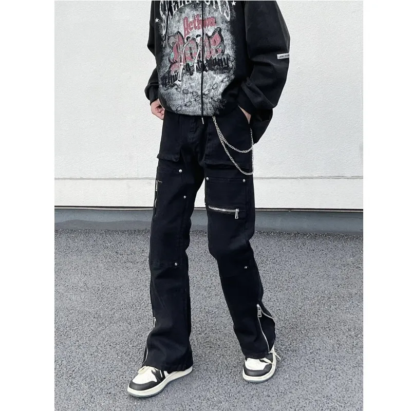 NEAR HERE Jeans Unisex Black [high Quality]-3