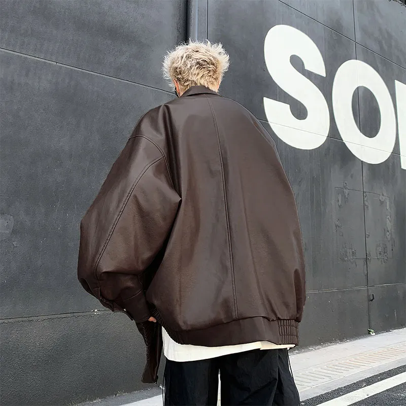 NEAR HERE Leather Jackets Coats Unisex-7