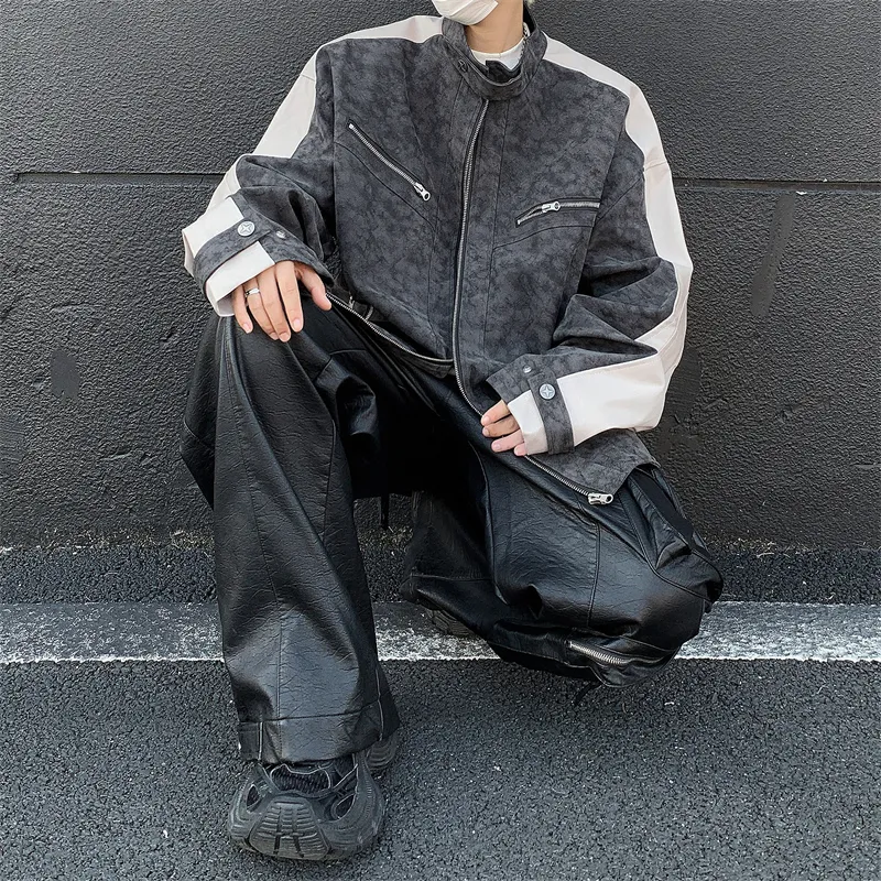 NEAR HERE Leather Jacket Unisex-5