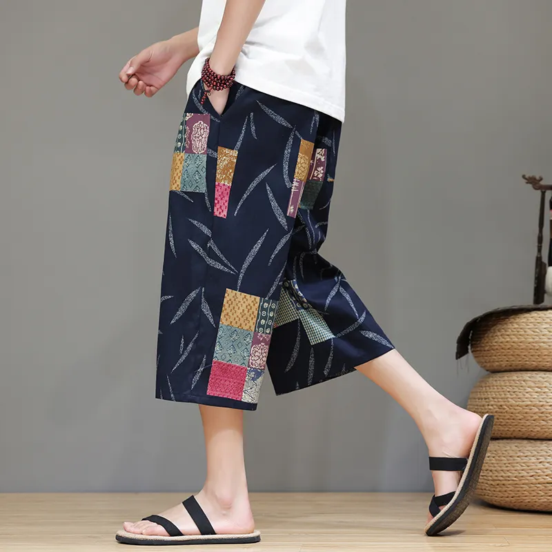 NEAR HERE Casual Shorts Unisex Navy Blue-3