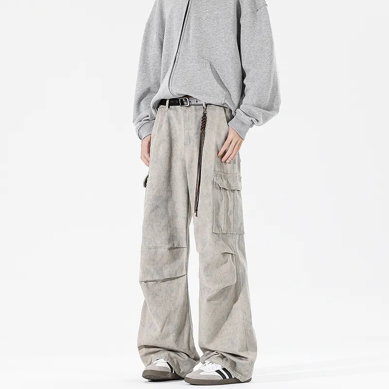 NEAR HERE Casual Pants Unisex Apricot-1