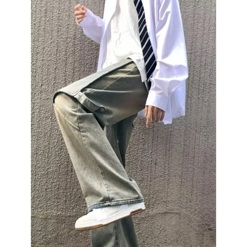 NEAR HERE Jeans Unisex Yellow Mud[High Quality]-3