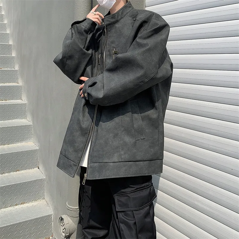 NEAR HERE Leather Jacket Unisex-5