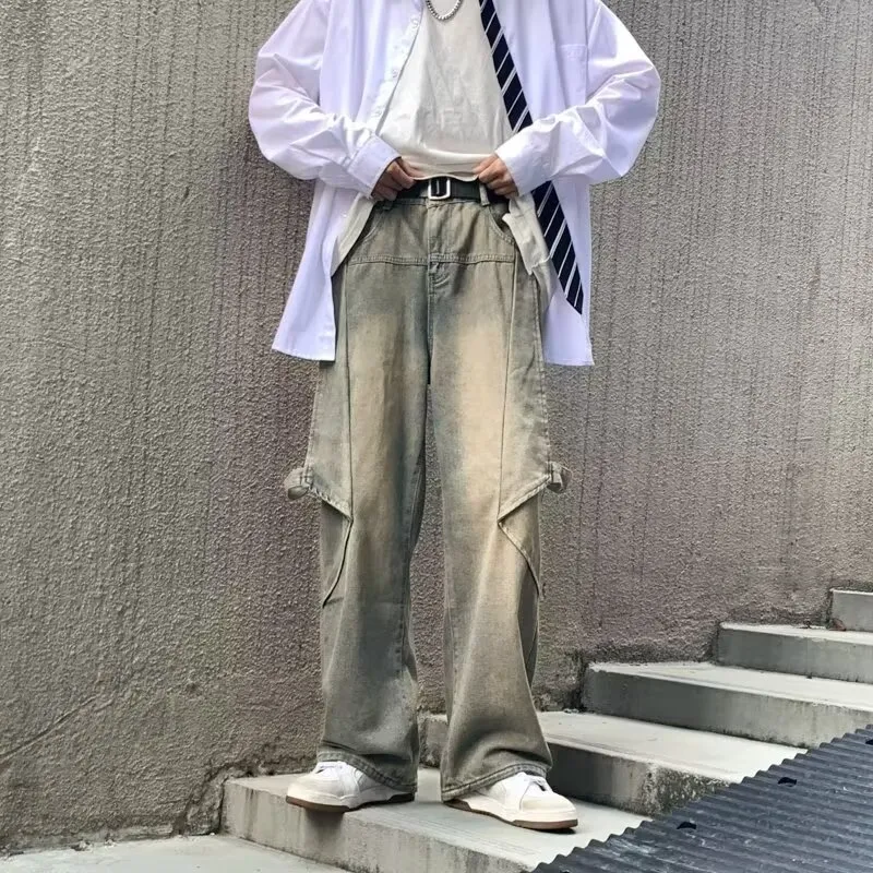 NEAR HERE Jeans Unisex Yellow Mud[High Quality]-5
