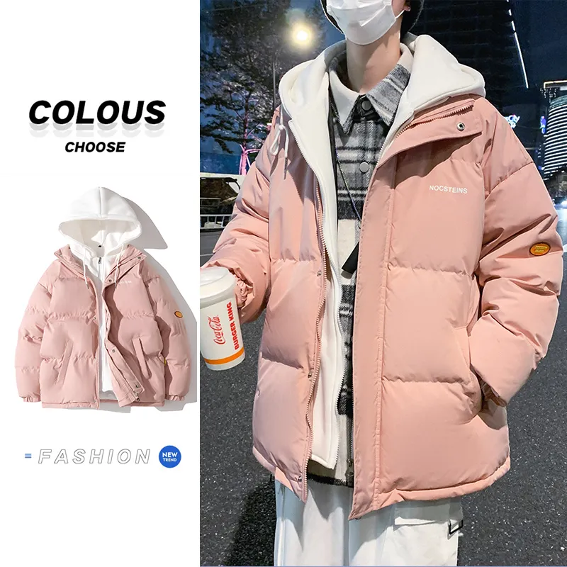 NEAR HERE Puffer Jackets Unisex Pink-1