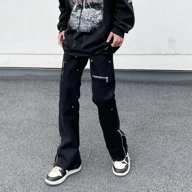 NEAR HERE Jeans Unisex Black [high Quality]-2