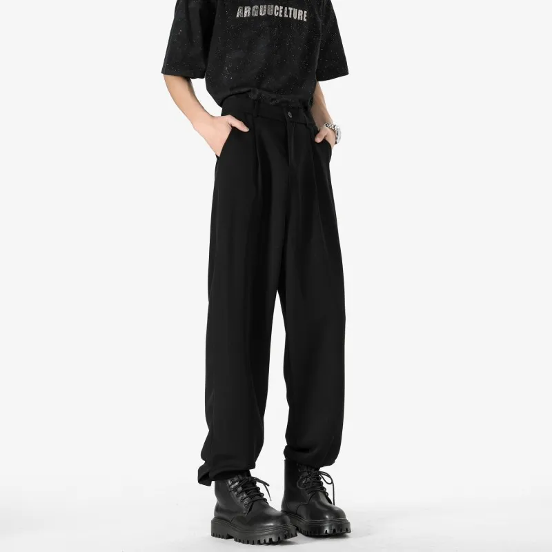 NEAR HERE Casual Pants Unisex Pure Black-3