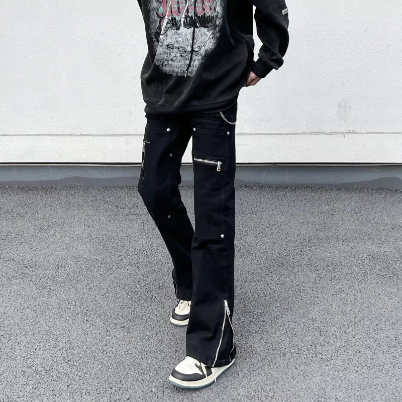 NEAR HERE Jeans Unisex Black [high Quality]-1