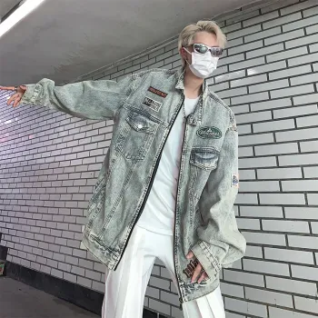 NEAR HERE Denim Jacket Unisex Blue