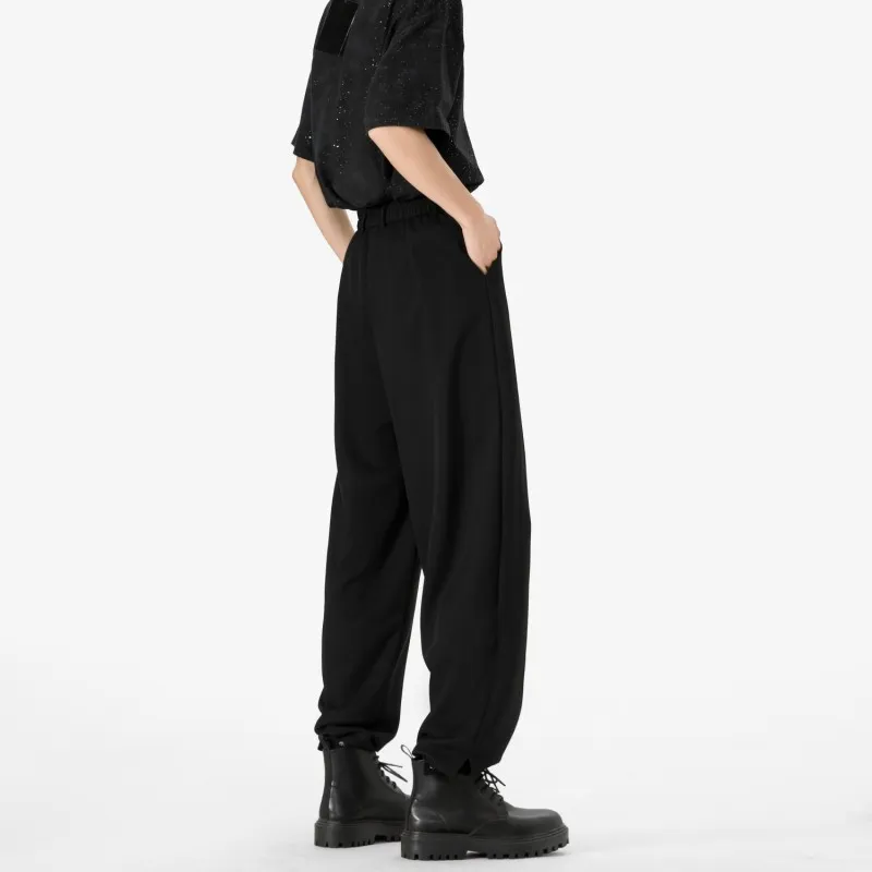 NEAR HERE Casual Pants Unisex Pure Black-4