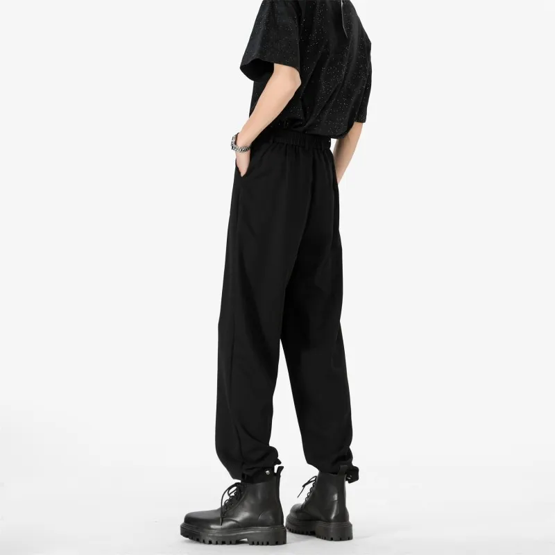 NEAR HERE Casual Pants Unisex Pure Black-7