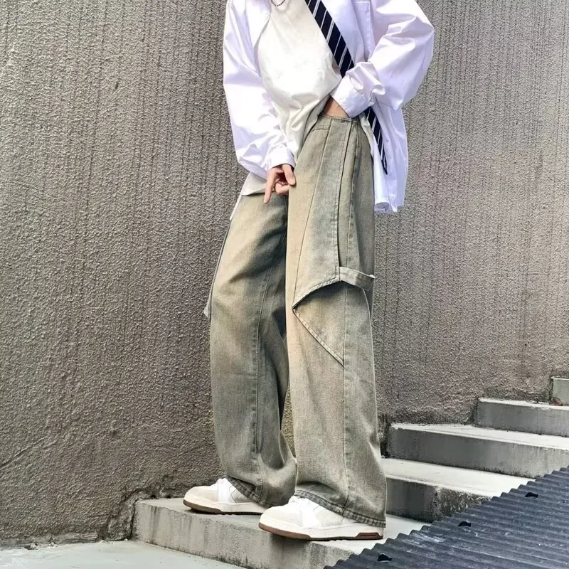 NEAR HERE Jeans Unisex Yellow Mud[High Quality]-6