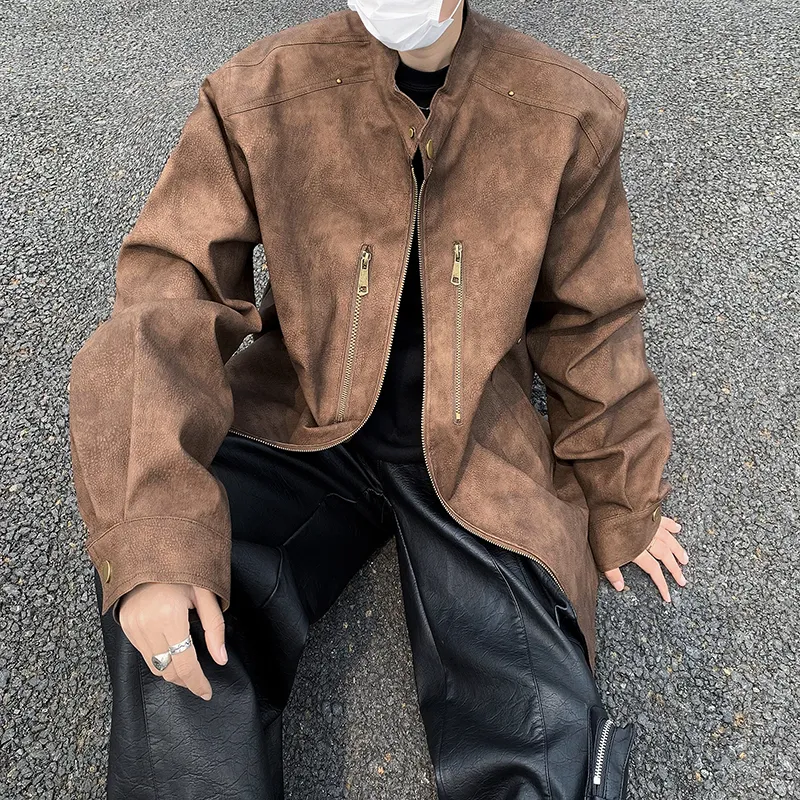 NEAR HERE Leather Jacket Unisex-9