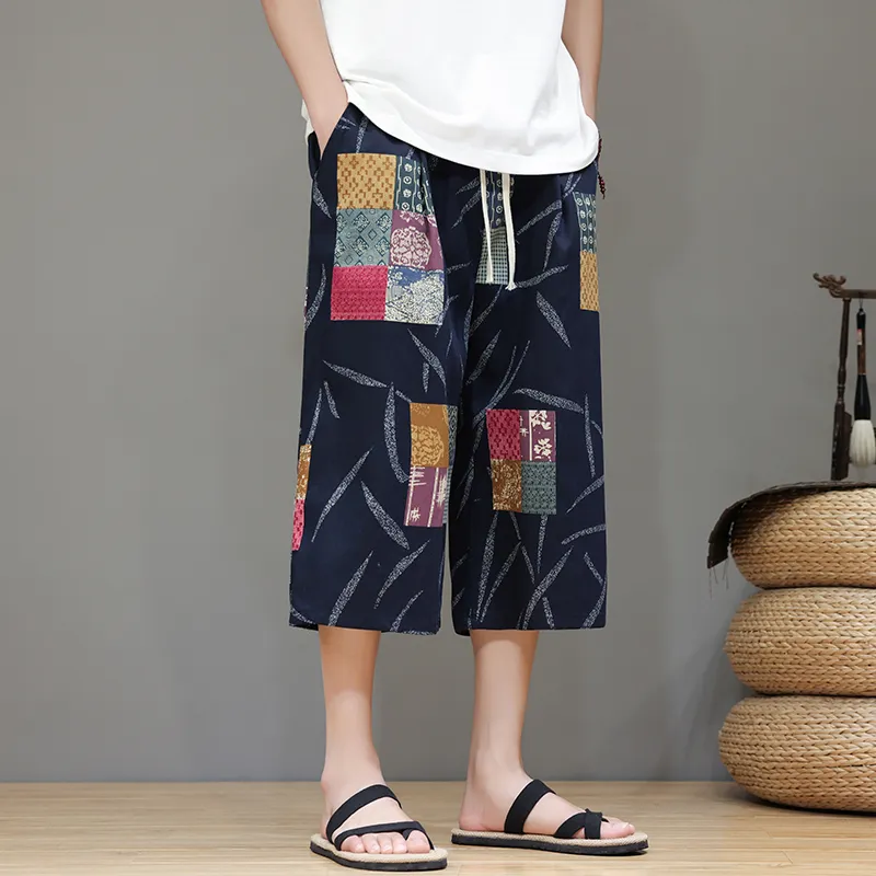 NEAR HERE Casual Shorts Unisex Navy Blue-2