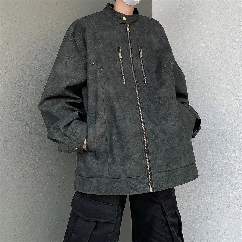 NEAR HERE Leather Jacket Unisex-4