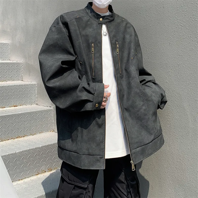 NEAR HERE Leather Jacket Unisex-6