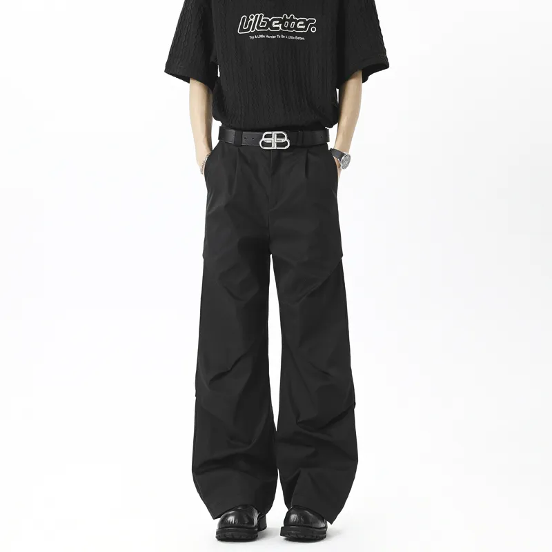 NEAR HERE Casual Pants Unisex Black-3