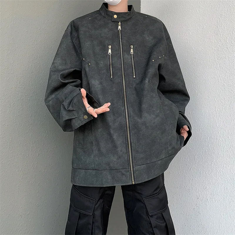 NEAR HERE Leather Jacket Unisex-3
