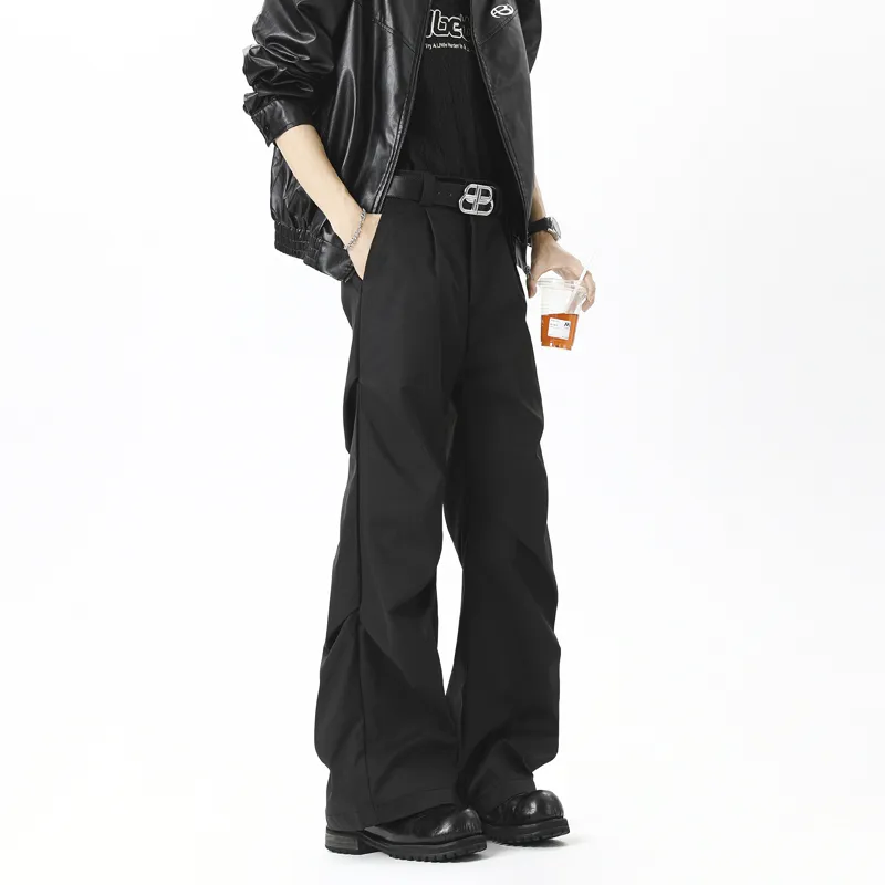 NEAR HERE Casual Pants Unisex Black-2