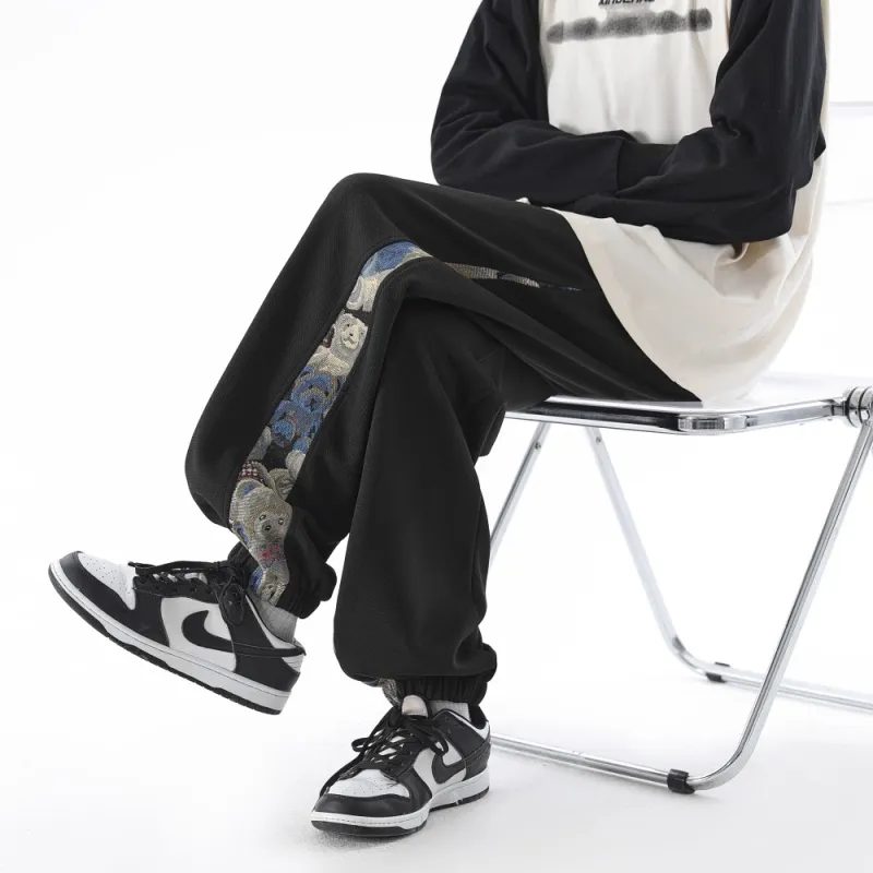 NEAR HERE Casual Pants Unisex Dark Sky Blue-3
