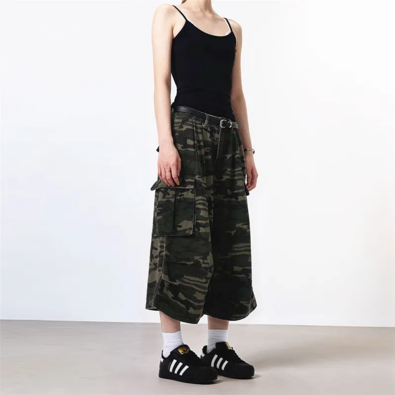 FONDLOOK Denim Shorts Unisex Camouflage-3
