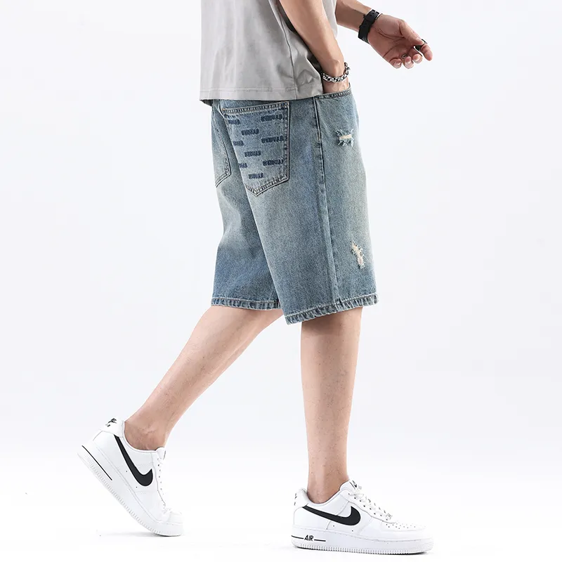 FONDLOOK Denim Shorts Men Blue-3
