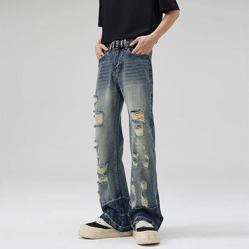 FONDLOOK Pants Men's Vintage Blue-1
