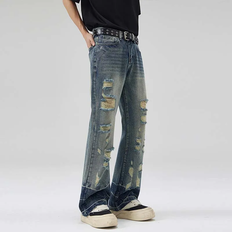 FONDLOOK Pants Men's Vintage Blue-4