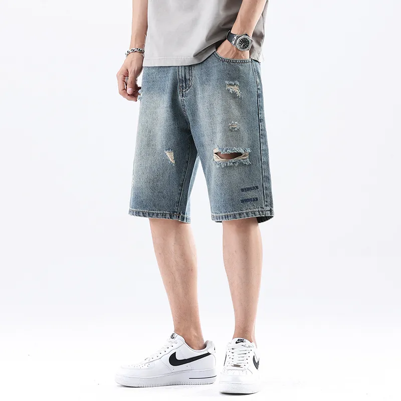 FONDLOOK Denim Shorts Men Blue-4