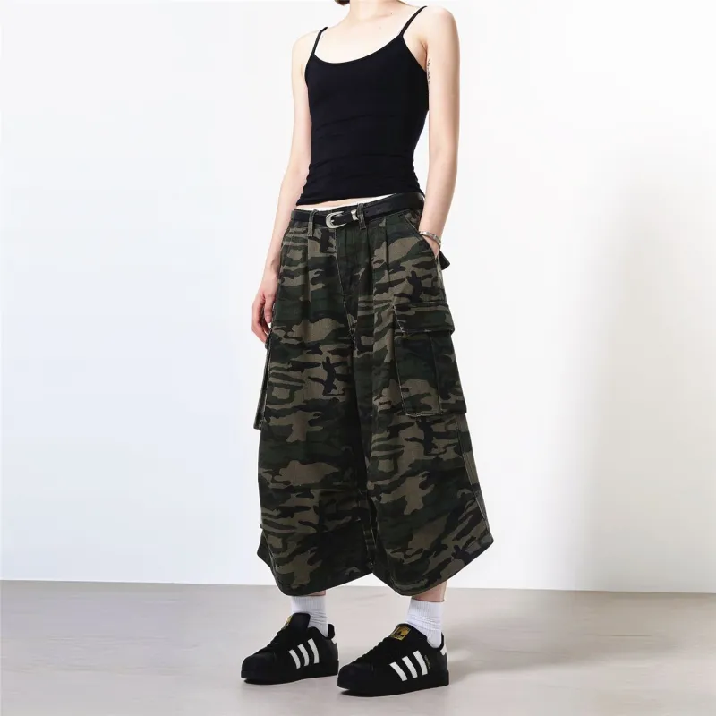 FONDLOOK Denim Shorts Unisex Camouflage-4