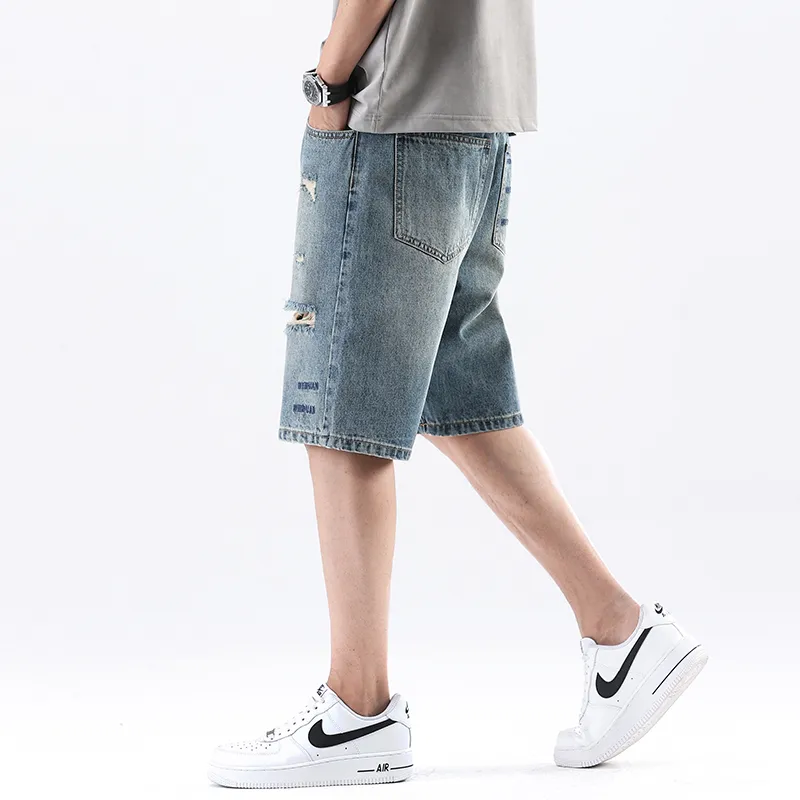FONDLOOK Denim Shorts Men Blue-6