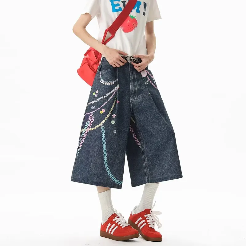 FONDLOOK Denim Shorts Unisex Blue-1