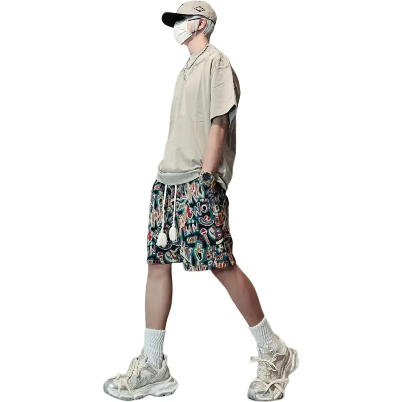 CORNILOT Casual Shorts Unisex Red-2